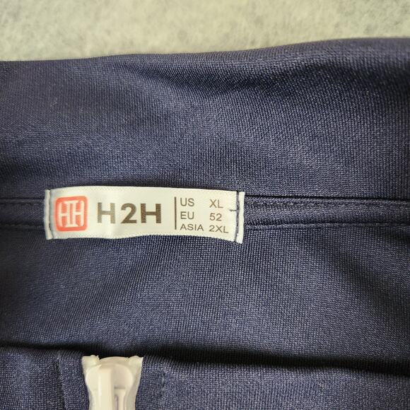 H2H Jacket Mens XL Active Slim Fit Track Lightweight Zip-up Long Sleeve Navy - Picture 8 of 13